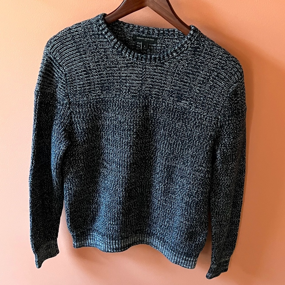 Small cotton pullover sweater, Heather navy blue